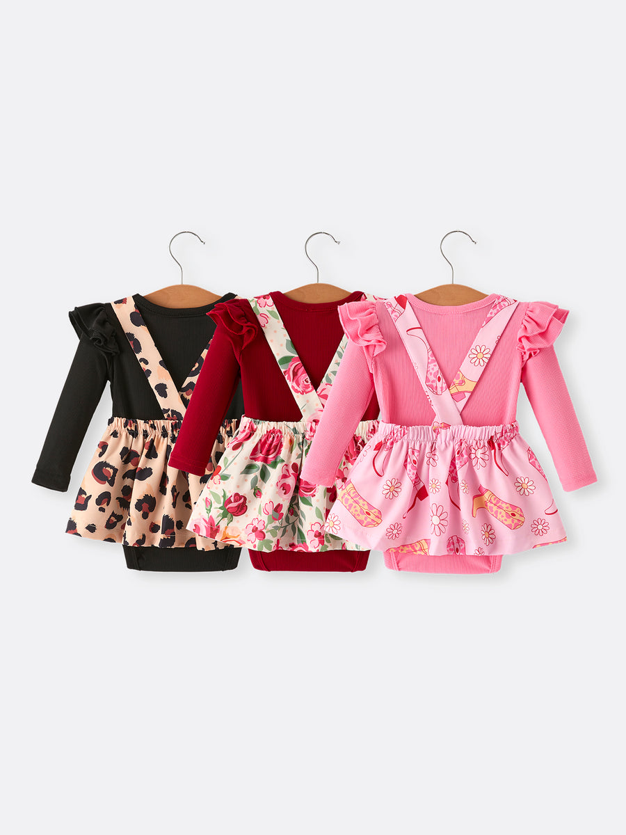 Girls Leopard Romper Of 6 Pcs In One Package