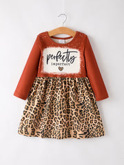 Farm Leopard Letter Cow Floral Print Bleached Girls Dress 3-Piece Set
