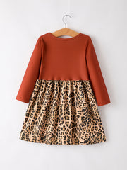 Farm Leopard Letter Cow Floral Print Bleached Girls Dress 3-Piece Set
