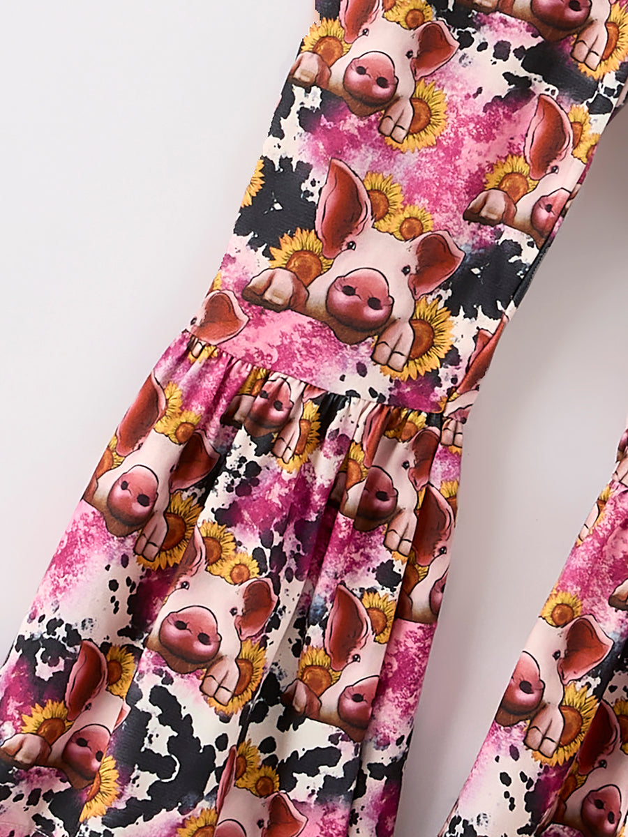 Farm Leopard Letter Hen Print Bleached Girls Set 6-Piece Set