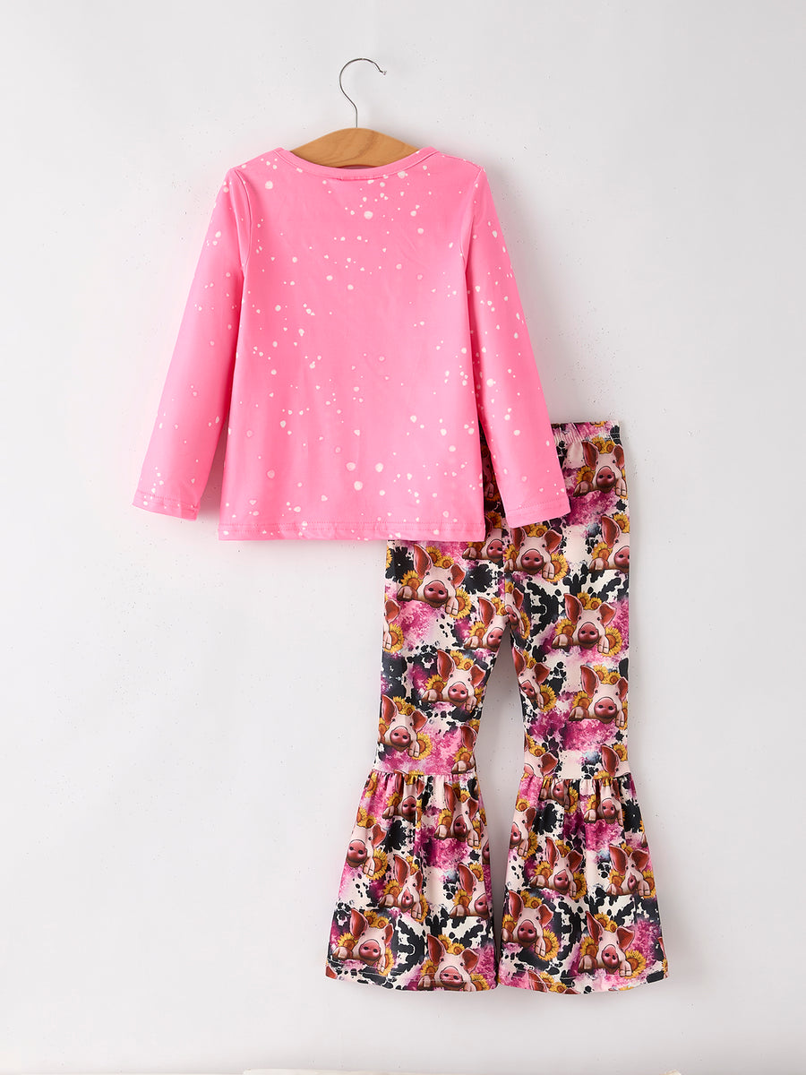 Farm Leopard Letter Hen Print Bleached Girls Set 6-Piece Set