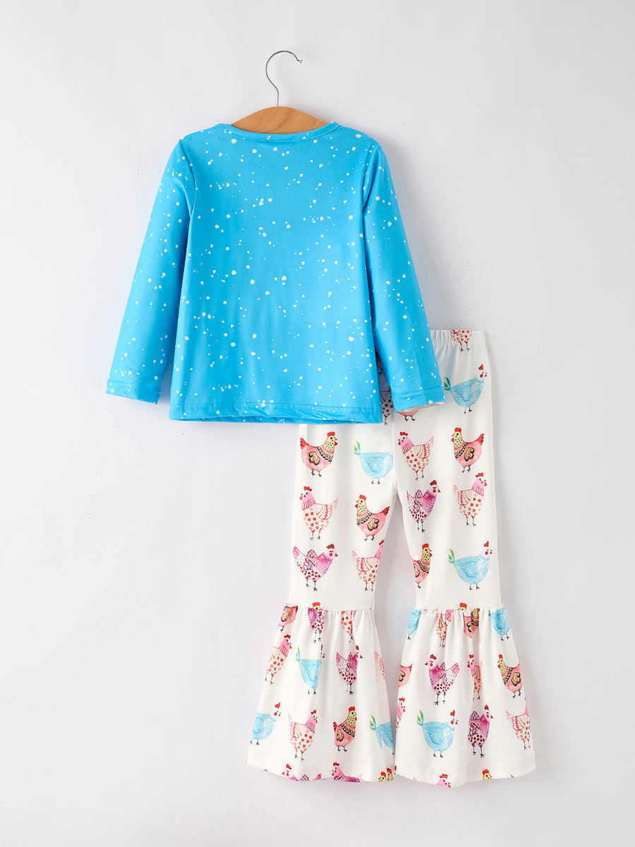 Farm Leopard Letter Hen Print Bleached Girls Set 6-Piece Set
