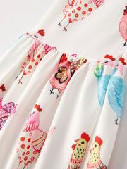 Farm Leopard Letter Hen Print Bleached Girls Set 6-Piece Set