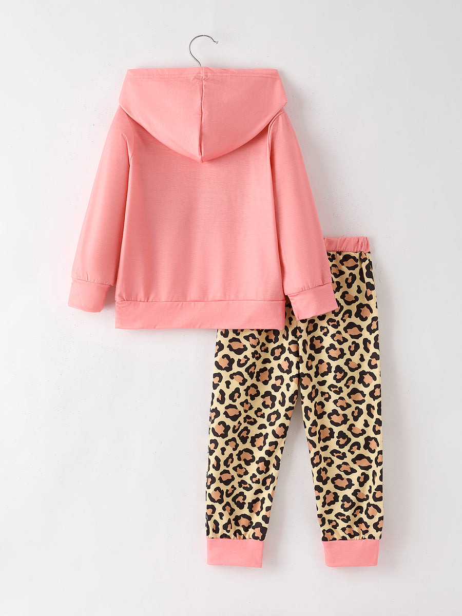 Butterfly Wild Letter Leopard Hooded Sweatshirt Trousers 6 Pieces Set