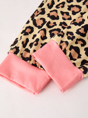 Butterfly Wild Letter Leopard Hooded Sweatshirt Trousers 6 Pieces Set