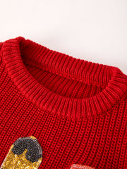 Winter Christmas Girls Nutcracker Sequins Pullover Sweater