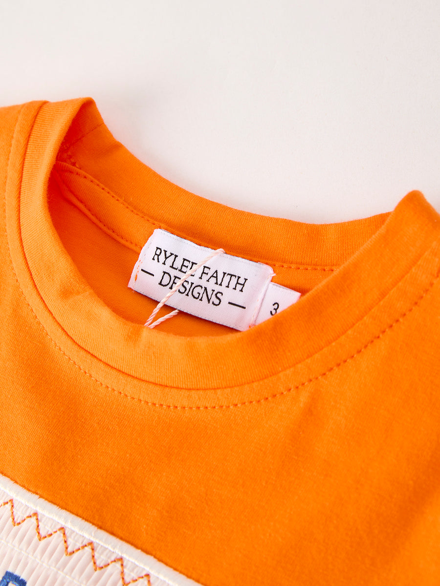 Fall Thanksgiving & Halloween Truck Smock Embroidery Baby Boy Set