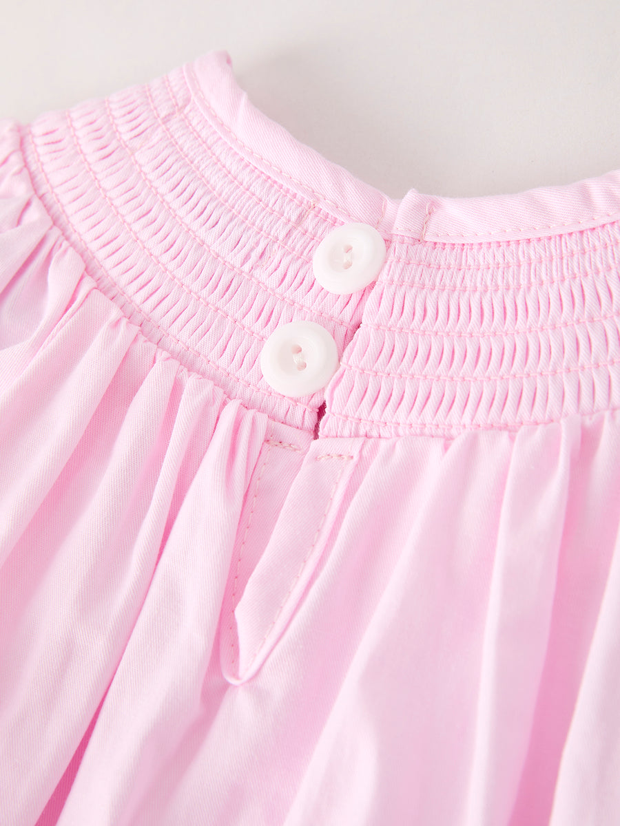 Fall Halloween Pink Spider Pumpkin Ghost Smock Embroidery Baby Girl Romper