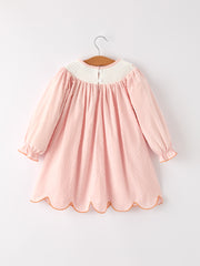 PREORDER Fall Thanksgiving& Halloween Chicken Pumpkin Smock Embroidery Baby Girl Dress