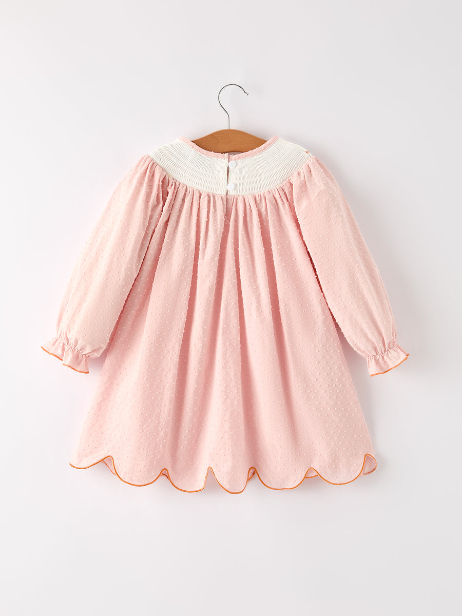 PREORDER Fall Thanksgiving& Halloween Chicken Pumpkin Smock Embroidery Baby Girl Dress