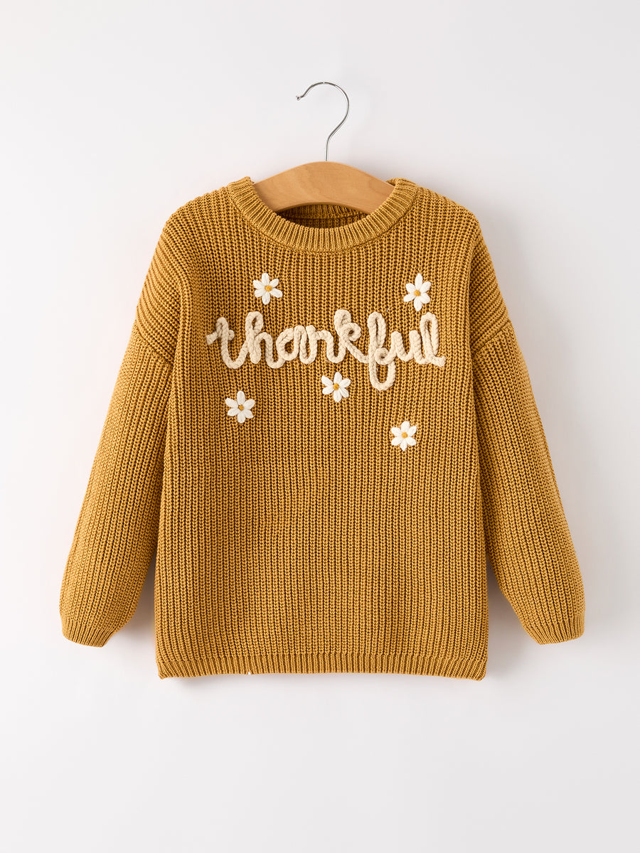 Fall Thanksgiving Brown Girls Pullover Sweater