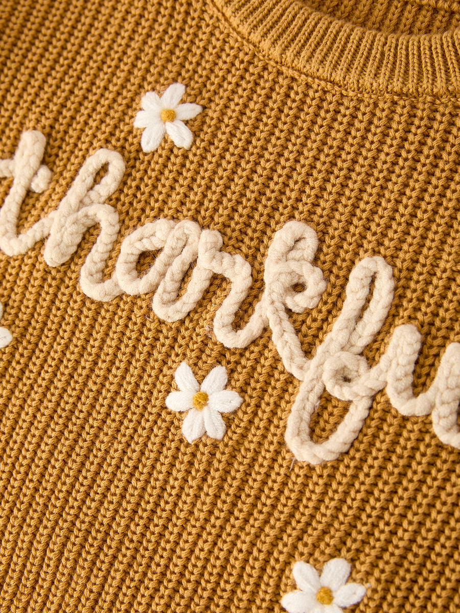 Fall Thanksgiving Brown Girls Pullover Sweater