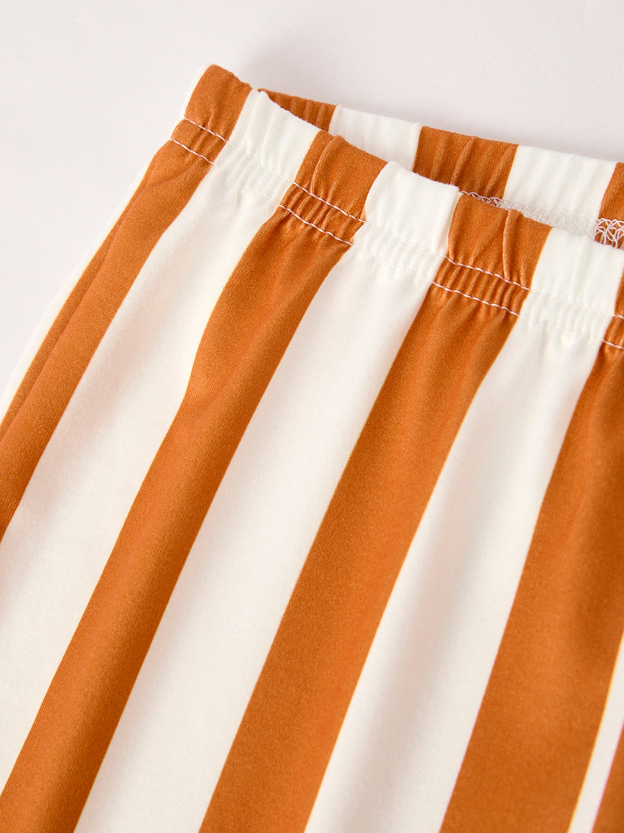 Fall Thanksgiving "thankful" Chenille Patches Stripe Girls Long Sleeve Set