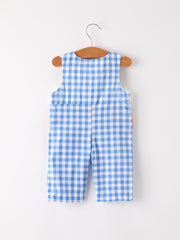 Fall Thanksgiving& Halloween Blue Pumpkin Smock Embroidery Baby Boy Romper