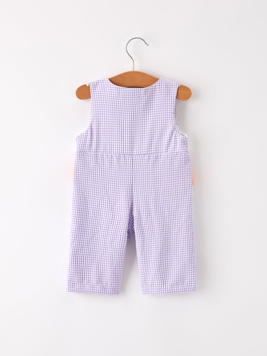 Fall Halloween Purple Balloon Pumpkin Cat Smock Embroidery Baby Boy Romper