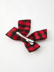 Winter Christmas Plaid Bow Hair Clip