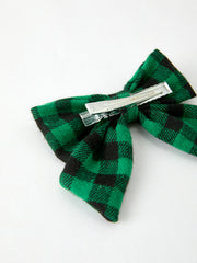 Winter Christmas Plaid Bow Hair Clip