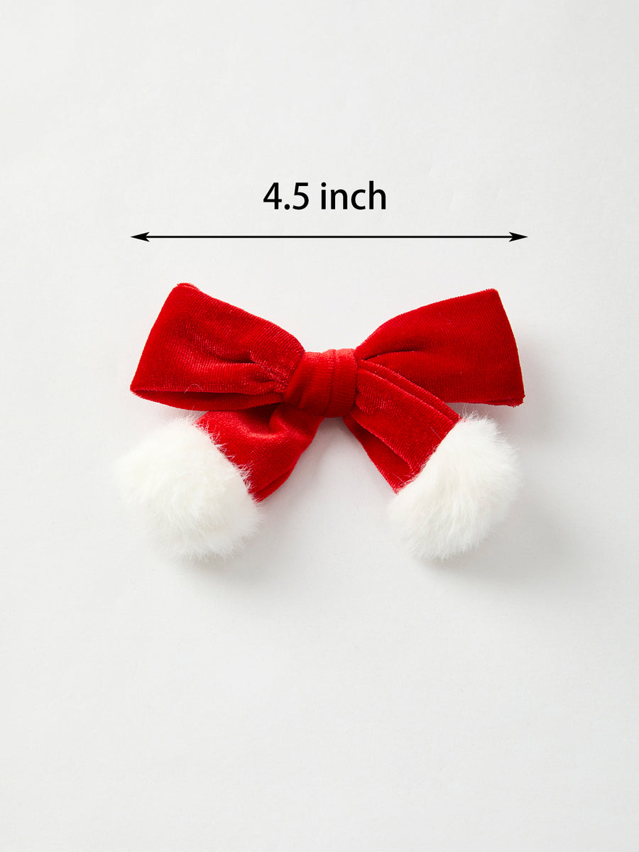 (Pre-Order) Winter Christmas Fur Ball Bow Hair Clip