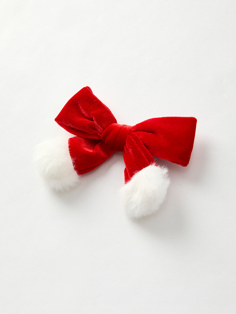 (Pre-Order) Winter Christmas Fur Ball Bow Hair Clip