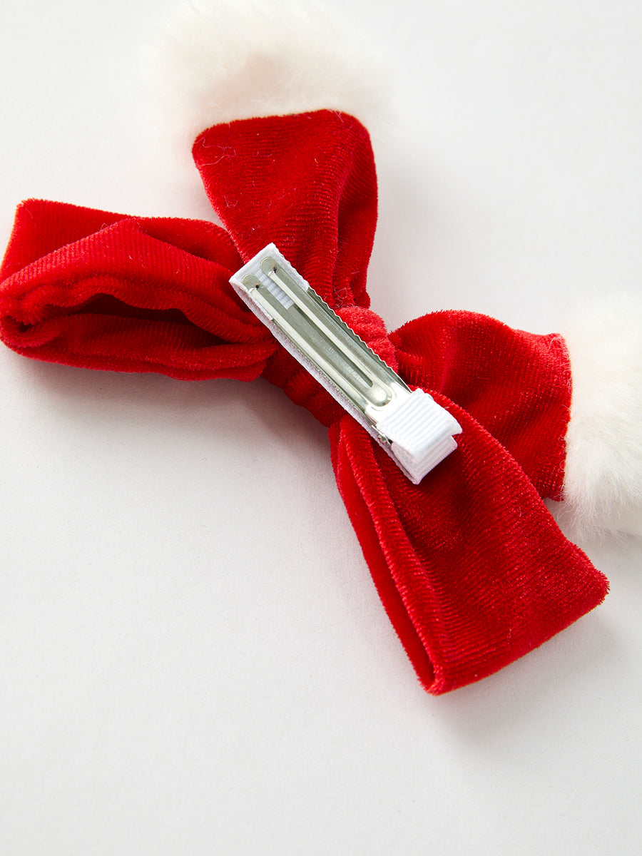 (Pre-Order) Winter Christmas Fur Ball Bow Hair Clip