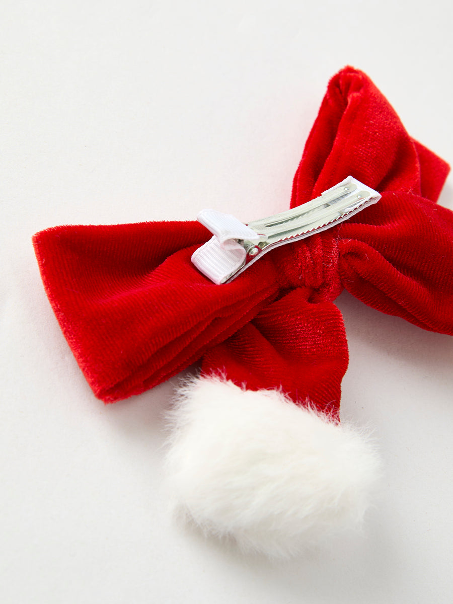 (Pre-Order) Winter Christmas Fur Ball Bow Hair Clip