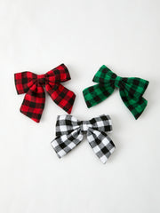 Winter Christmas Plaid Bow Hair Clip