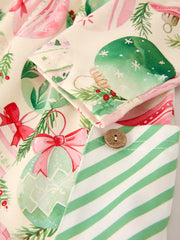 Winter Christmas Green Girls Pocket Dress