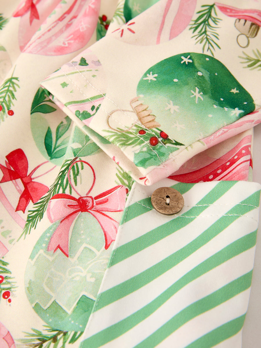 Winter Christmas Green Girls Pocket Dress