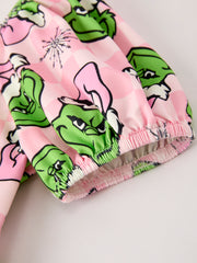 Winter Pink Christmas Character Ruffle Girls Dress