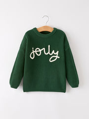 Winter Christmas Green Jelly Girls Pullover Sweater