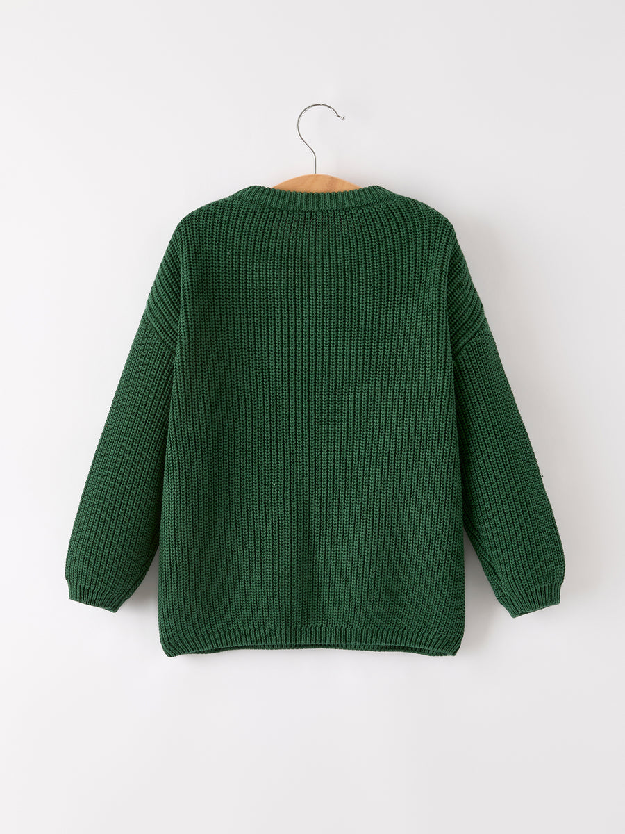 Winter Christmas Green Jelly Girls Pullover Sweater