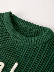 Winter Christmas Green Jelly Girls Pullover Sweater