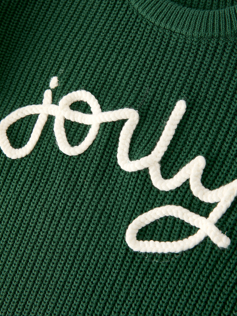 Winter Christmas Green Jelly Girls Pullover Sweater
