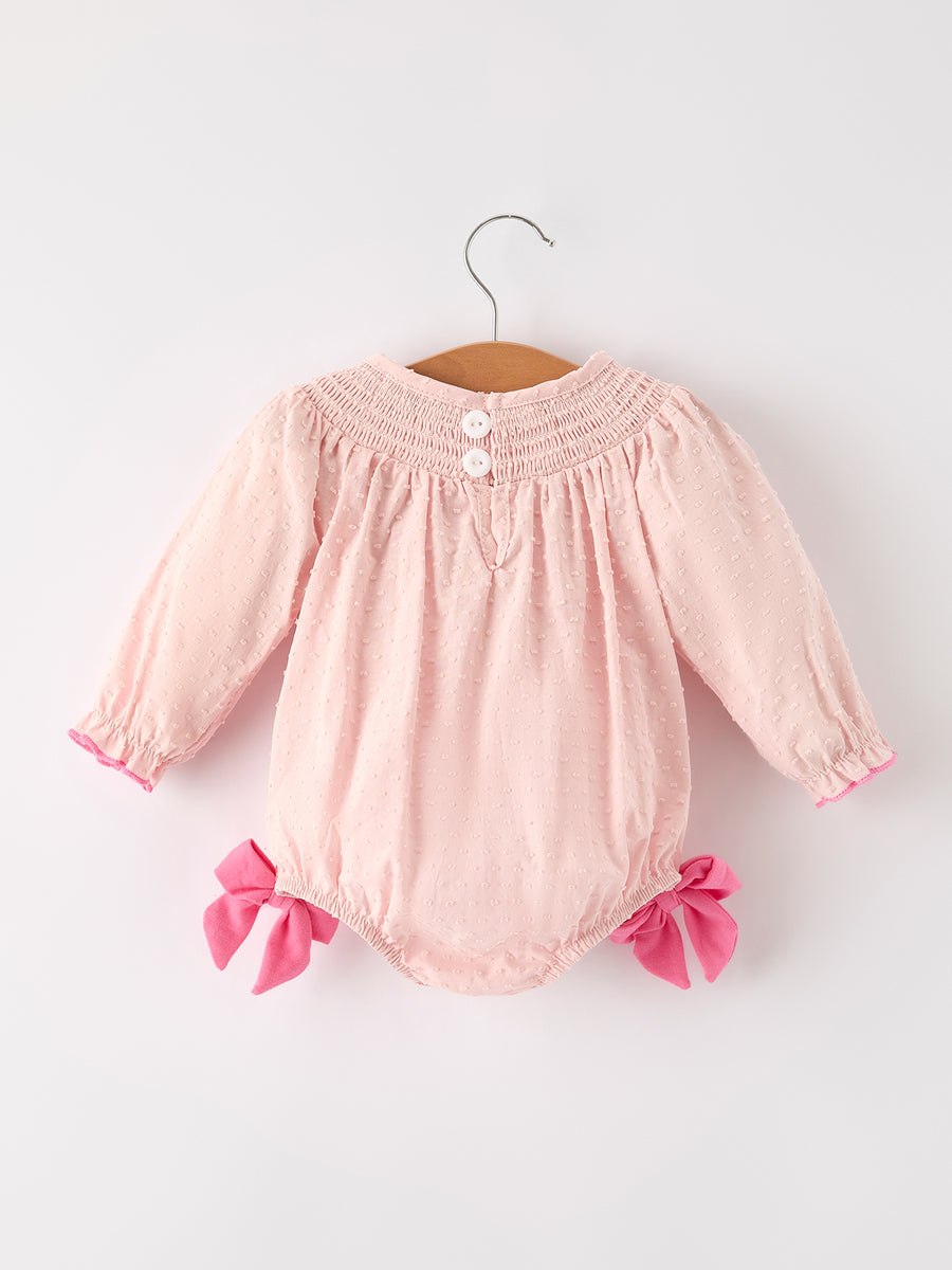 PREORDER Autumn Halloween Light Pink Ghost Embroidery Smock Floral Girls Romper