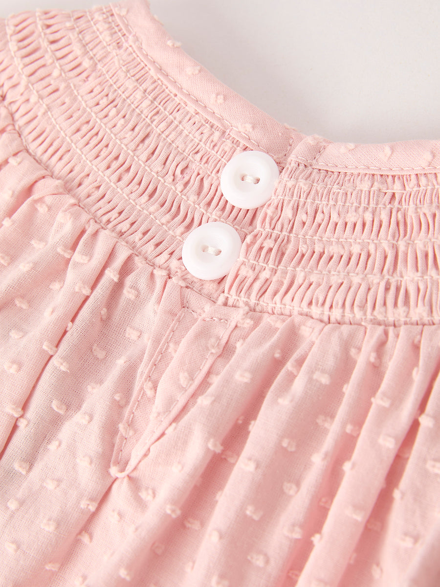 PREORDER Autumn Halloween Light Pink Ghost Embroidery Smock Floral Girls Romper