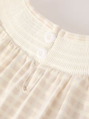 Fall Thanksgiving Apricot Plaid Turkey Embroidery Smocking Baby Girls Dress