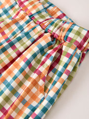 Fall Thanksgiving Color Plaid Chick Embroidery Smocking Boys Set