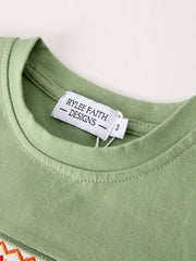 Fall Thanksgiving Chicken Smock Embroidered Green Plaid Boys 'Set