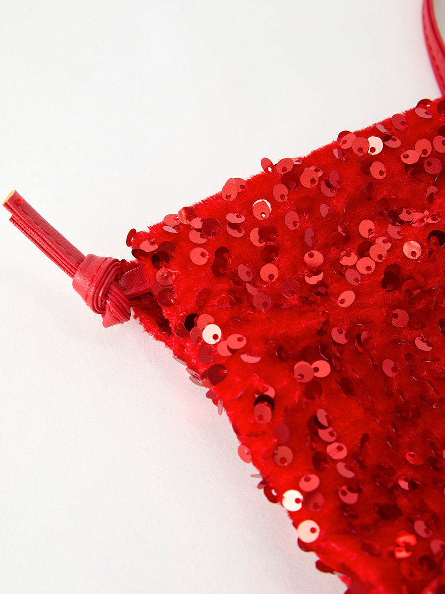 Christmas Red Sequined Girls Bag