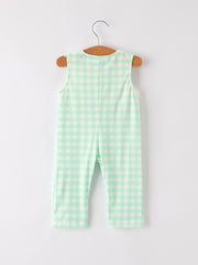 Fall Thanksgiving Green Chicken Smock Embroidered Plaid Baby Boys Romper