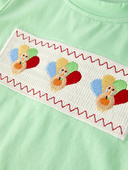 Fall Thanksgiving Green Chicken Smock Embroidered Plaid Boys Set