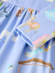 PREORDER Winter Christmas Nativity Print Girls Long Sleeve Dress
