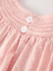 Autumn Halloween Light Pink Ghost Embroidery Smock Girl Dress