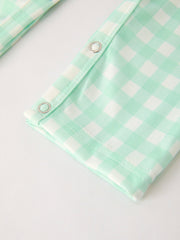 Fall Thanksgiving Green Chicken Smock Embroidered Plaid Baby Boys Romper