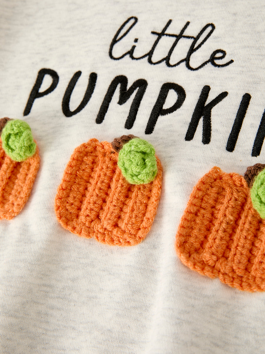 Fall Thanksgiving/Halloween "Little PUMPKIN" Embroidered Pumpkin Chenille Patches Girls Set