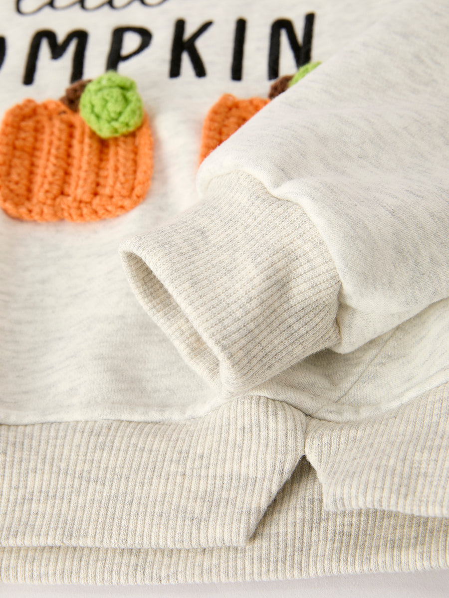 Fall Thanksgiving/Halloween "Little PUMPKIN" Embroidered Pumpkin Chenille Patches Girls Set