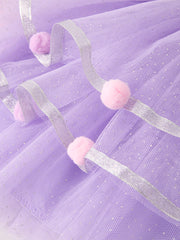Autumn Thanksgiving Tulle Pink Purple Girls Long Sleeve Dress