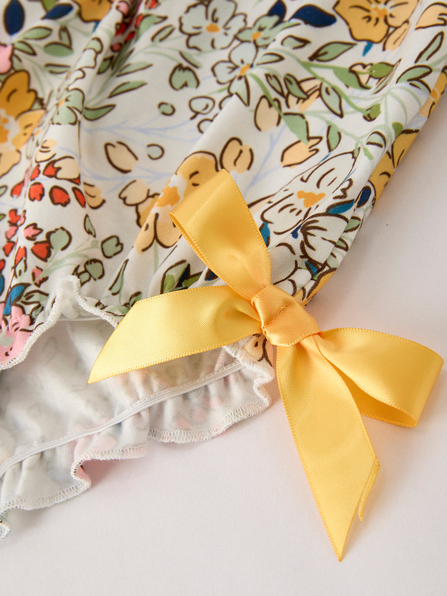 PREORDER Fall  Embroidery Smocking Bow Floral Leaf Baby Girls Romper