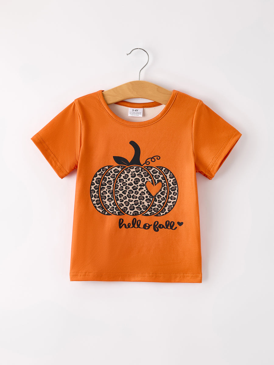 Fall Thanksgiving/Halloween  Leopard Short sleeve O-neck T-shirt