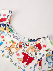 Winter Christmas Character Party Print Girls Dress